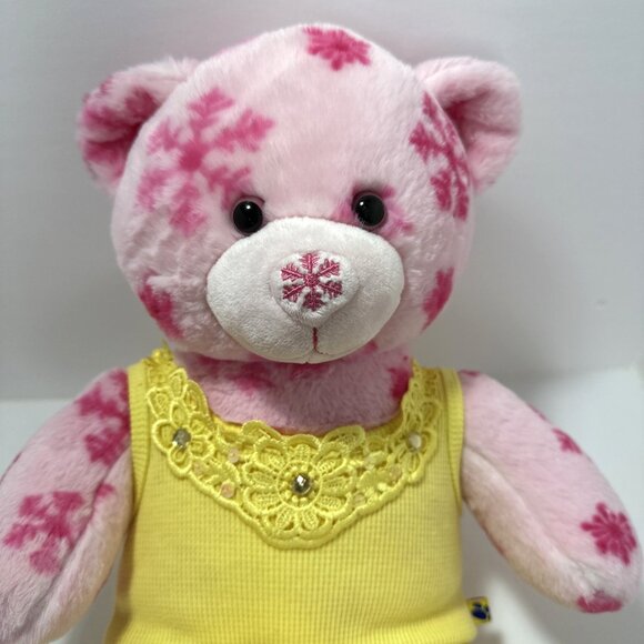 Build-A-Bear Workshops Teddy Bear Pink Snowflakes Plush Animal 17"Coquette Dress - Picture 2 of 12